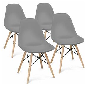4 kusová sada moderních jídelních židlí ve 4 barvách - šedá