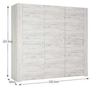 TEMPO Ložnicová sestava, skříň, postel 160x200, 2x noční stolek, bílá craft, ANGEL
