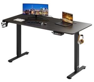 FurniGO Výškově nastavitelný kancelářský stůl hnědý-140x60x118 cm