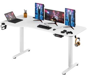 FurniGO Výškově nastavitelný kancelářský stůl bílý-160x75x118 cm