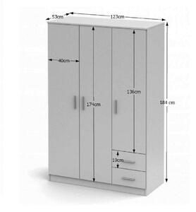 Tempo Kondela Třídveřová skříň, bílá, NOKO-SINGA 84