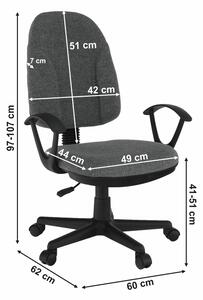 Dětská kancelářská židle, šedá látka, DEVRI