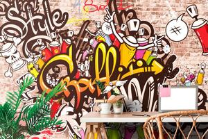 Samolepící tapeta veselá graffiti stěna
