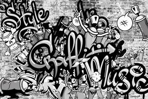Samolepící tapeta šedé street art graffiti