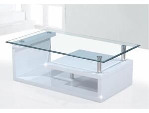 TEMPO Konferenční stolek, sklo/bílá extra vysoký lesk HG, JULIEN