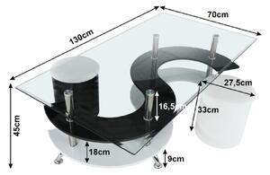 Konferenční stolek s 2 taburetkami v moderním designu bílá RUPERT