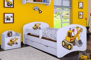 Dětská postel se šuplíkem 180x90cm ŽLUTÝ BAGR