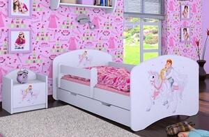 Dětská postel se šuplíkem 140x70cm PRINC NA BÍLÉM KONI