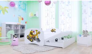 Dětská postel pro DVA (s výsuvným lůžkem) 160x80 cm - ŽLUTÝ BAGR