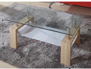 Konferenční stolek, dub sonoma/sklo, LIBOR NEW