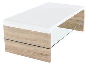 Konferenční stolek 110x40cm v bílé barvě s čirým sklem TK2144 2