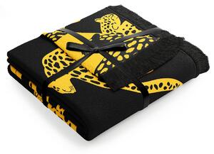 Deka s gepardím vzorem Třásně 150 x 200 cm černo-žlutá CHEETAH