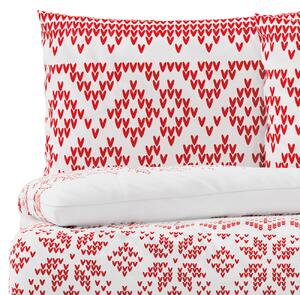 Vánoční flanelové povlečení ve skandinávském stylu v bílo-červené barvě Snuggy ENVIKEN -200x200+80x80*2