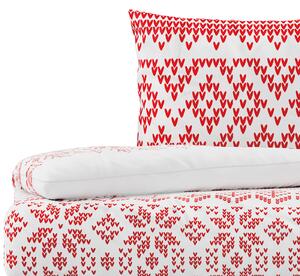 Vánoční flanelové povlečení ve skandinávském stylu v bílo-červené barvě Snuggy ENVIKEN -135X200+80X80*1