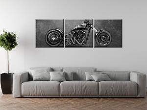 Gario 3 dílný obraz na plátně Motorka černý chopper Velikost: 90 x 60 cm