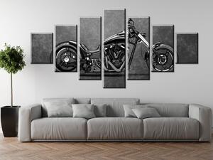 Gario 7 dílný obraz na plátně Motorka černý chopper Velikost: 210 x 100 cm