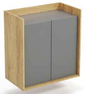 Modulární dvoudveřová skříň se systémem push-click Šedá VITUAS