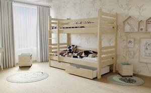 Dětská patrová postel z MASIVU 200x90cm se šuplíky - M07