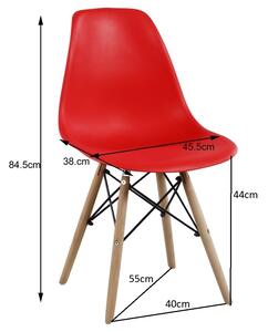 Jídelní židle MODENA II plast červený, buk přírodní, kov černý lak