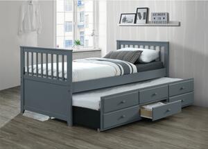 Dětská postel s přistýlkou, 90x200, šedá, AUSTIN NEW
