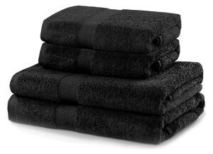 DecoKing - Sada bavlněných ručníků Černá MARINA HLADKÉ-2*70x140+ 2*50x100