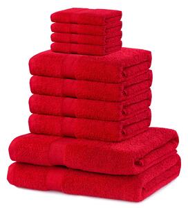 DecoKing - Sada bavlněných ručníků Červená MARINA HLADKÉ-2*70x140+4*50x100+4*30X50