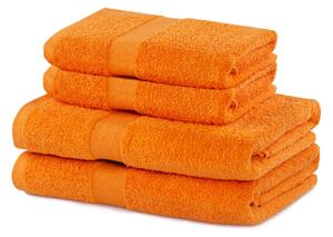 DecoKing - Sada bavlněných ručníků Oranžová MARINA HLADKÉ-2*70x140+ 2*50x100