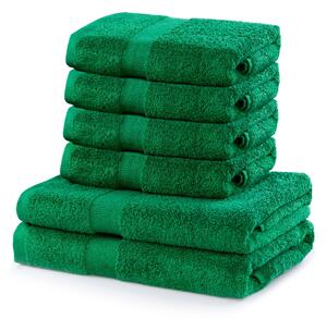 DecoKing - Sada bavlněných ručníků Zelená MARINA HLADKÉ-2*70x140+ 4*50x100
