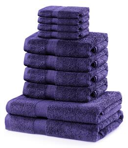 DecoKing - Sada bavlněných ručníků Fialová MARINA HLADKÉ-2*70x140+4*50x100+4*30X50