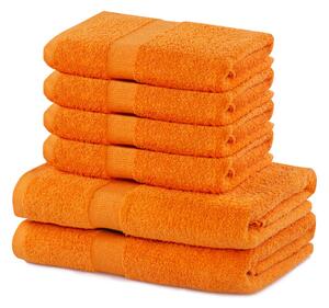 DecoKing - Sada bavlněných ručníků Oranžová MARINA HLADKÉ-2*70x140+ 4*50x100