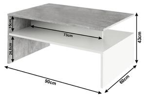 TEMPO Konferenční stolek, beton / bílý, DAMOLI