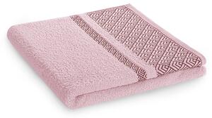 Souprava bavlněných ručníků s ozdobným lemem Pudrově růžové a Světle šedé DESSIN