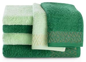Sada bavlněných osušek ručníků se zlatým zdobením Pistáciová a Zelená MIDAL