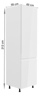 TEMPO Skříňka na lednici, bílá / bílá extra vysoký lesk, pravá, AURORA D60ZL