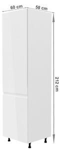 TEMPO Skříňka na lednici, bílá / bílá extra vysoký lesk, levá, AURORA D60ZL