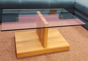 Konferenční stůl LENNART dub masiv a sklo, VÝPRODEJ