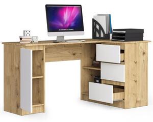 Počítačový stůl B20 155 cm, pravá, dub artisan/bílá