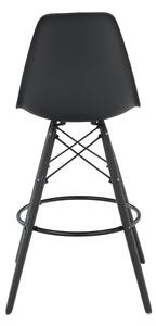 Barová židle, černá, plast/dřevo, CARBRY NEW