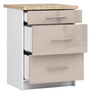 Kuchyňská skříňka OLIVIA S60 3SZ - bílá/cappuccino lesk