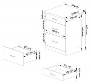 Kuchyňská skříňka OLIVIA S60 3SZ - bílá/grafit lesk