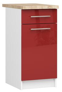 Kuchyňská skříňka OLIVIA S40 SZ1 - bílá/červený lesk