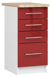 Kuchyňská skříňka OLIVIA S40 SZ4 - bílá/červený lesk