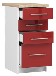 Kuchyňská skříňka OLIVIA S40 SZ4 - bílá/červený lesk
