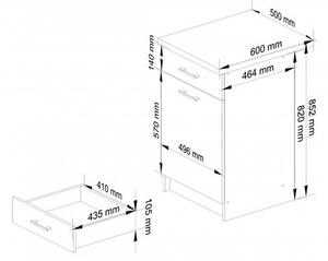 Kuchyňská skříňka OLIVIA S50 SZ1 - bílá/šedý lesk