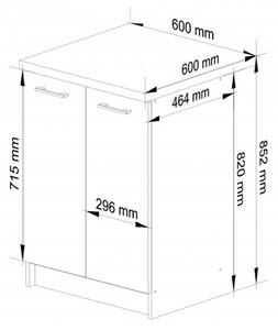 Kuchyňská skříňka OLIVIA S60 2D - bílá/šedý lesk
