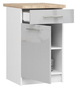 Kuchyňská skříňka OLIVIA S50 SZ1 - bílá/šedý lesk