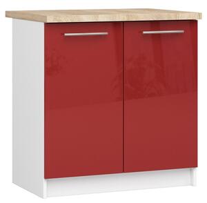 Kuchyňská skříňka OLIVIA S80 - bílá/červený lesk