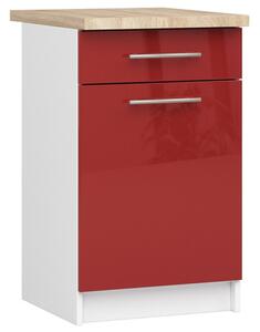 Kuchyňská skříňka OLIVIA S50 SZ1 - bílá/červený lesk