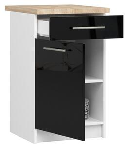 Kuchyňská skříňka OLIVIA S50 SZ1 - bílá/černý lesk