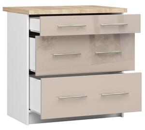 Kuchyňská skříňka OLIVIA S80 3SZ - bílá/cappucccino lesk